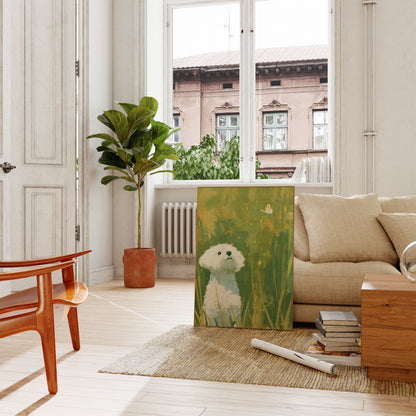 White Dog in Grass Field Poster