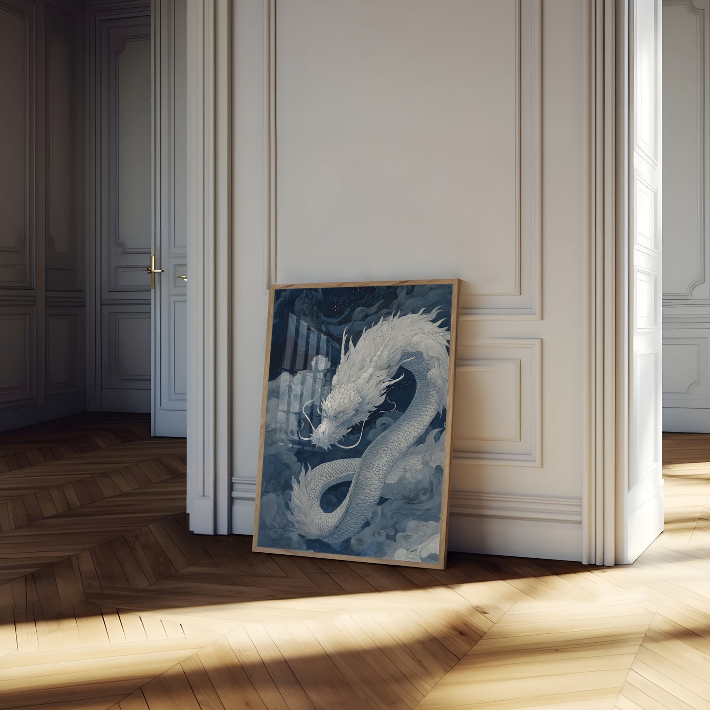 Celestial White Dragon Poster