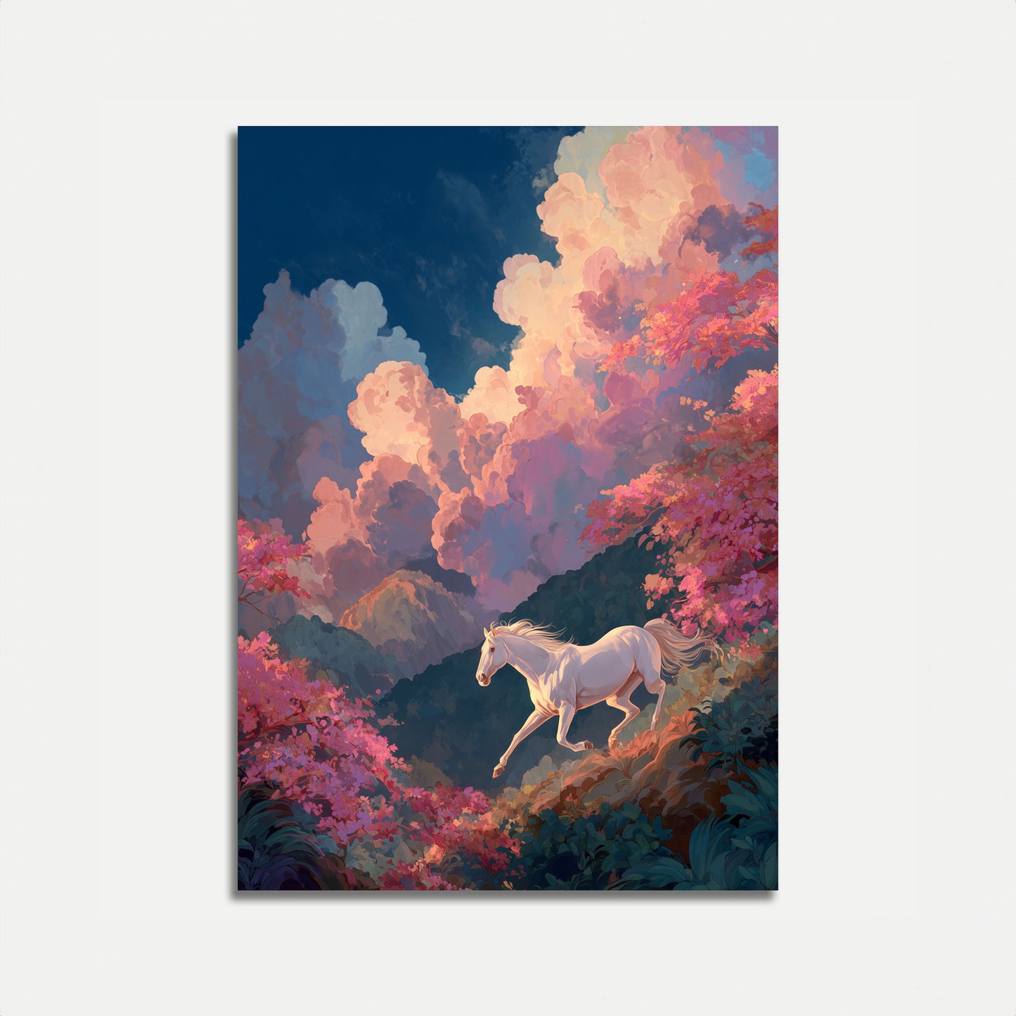 White Horse in Flower Valley Poster