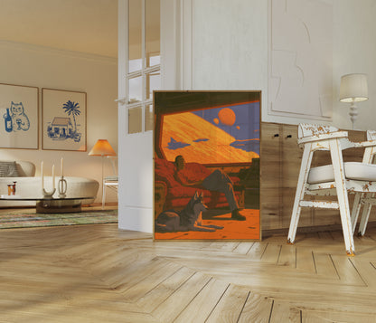 Astronaut op Mars met hond poster