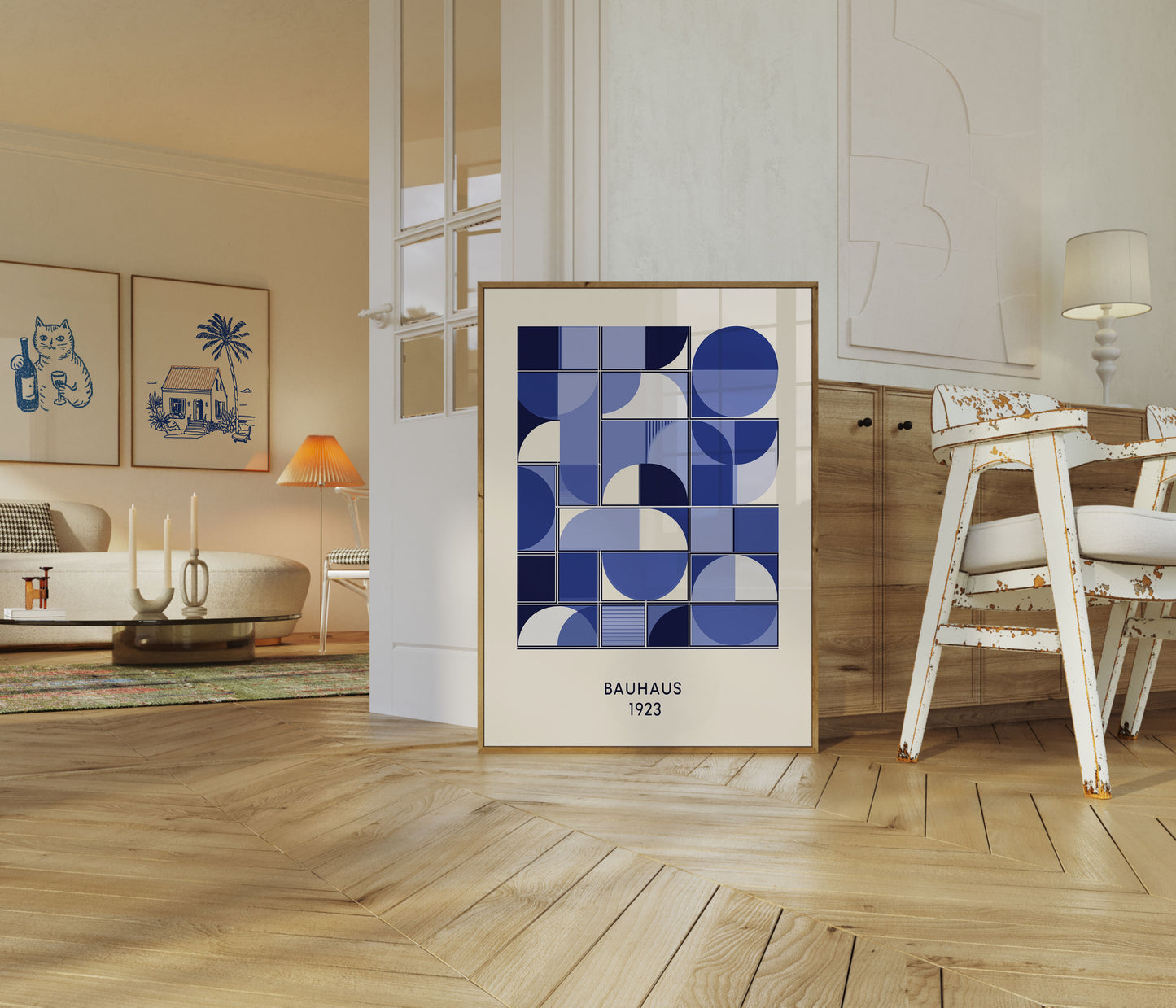 Geometric Blue Bauhaus Composition Poster