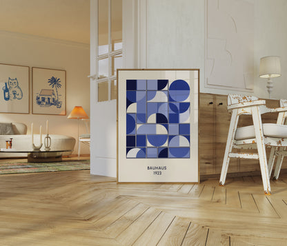 Geometric Blue Bauhaus Composition Poster