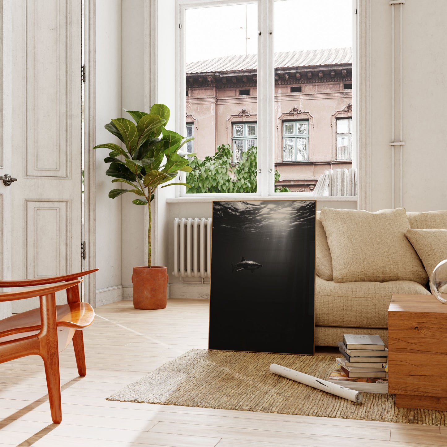 Underwater Predator Silhouette Poster