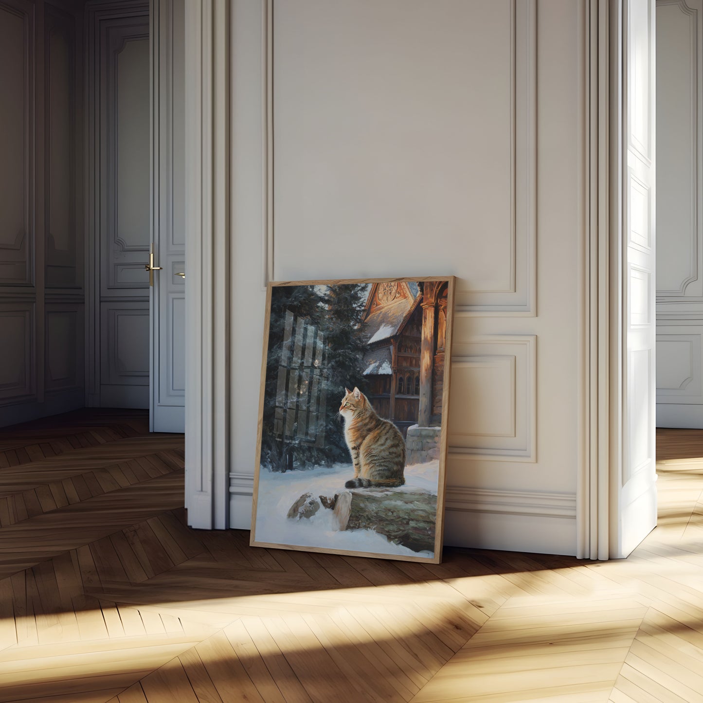 Tabby Cat in Winter Castle Poster