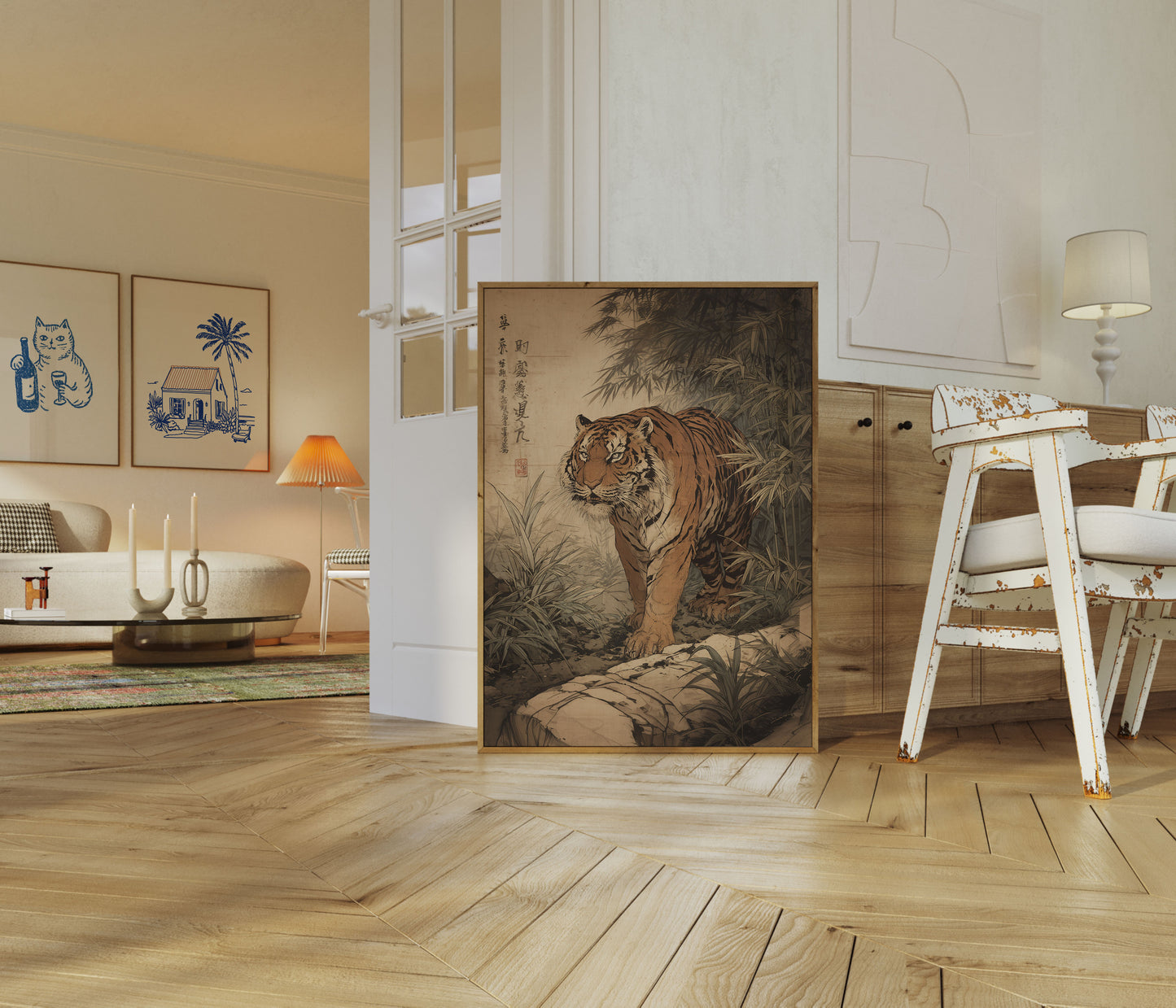 Fierce Tiger in Bamboo Forest Poster