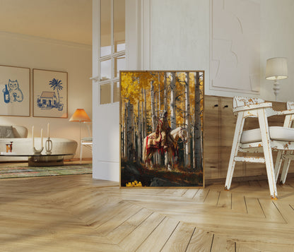 Autumn Aspen Native Warrior Poster