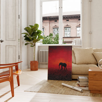 Affiche Éléphant au Coucher de Soleil dans le Désert