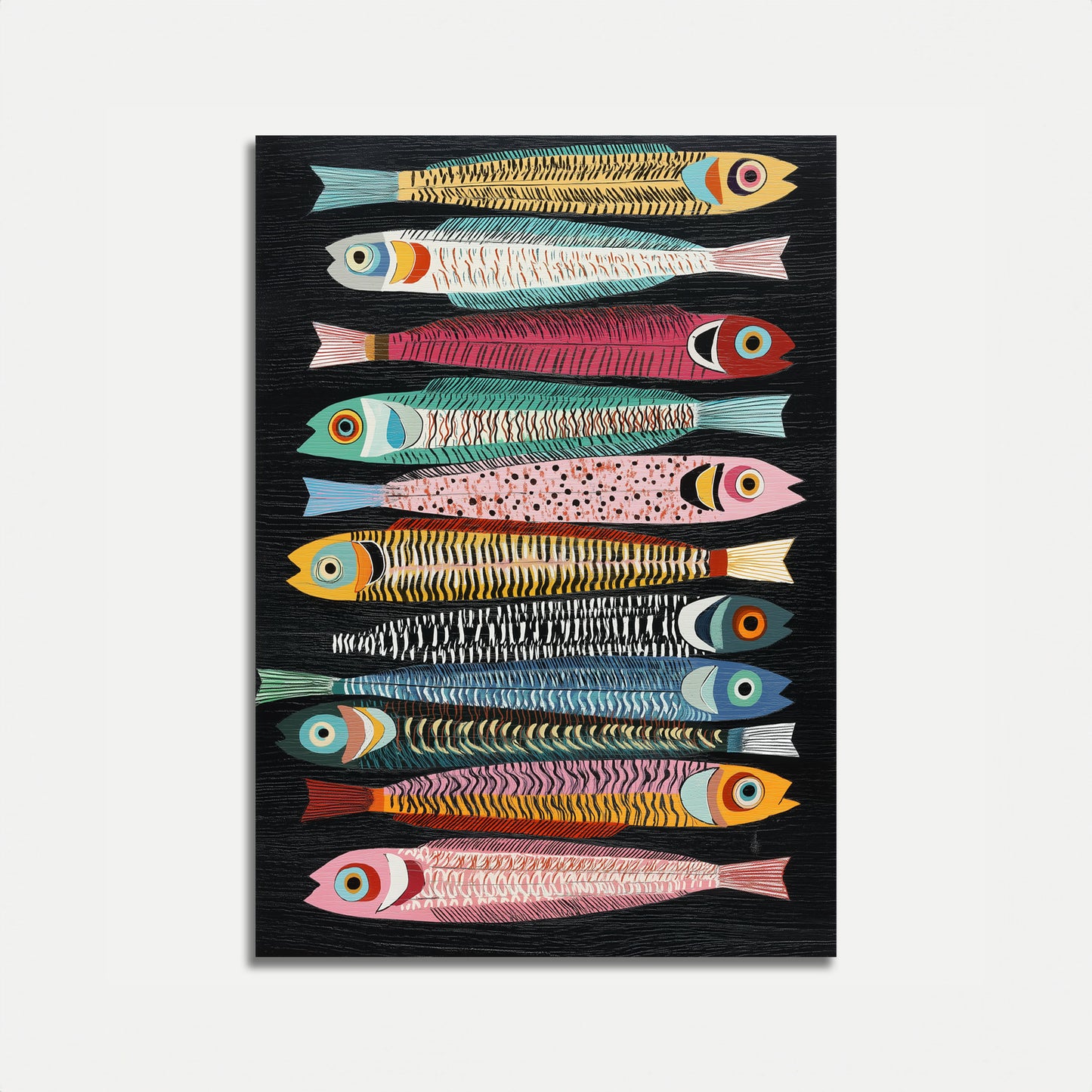 Colorful Retro Fish Art Poster