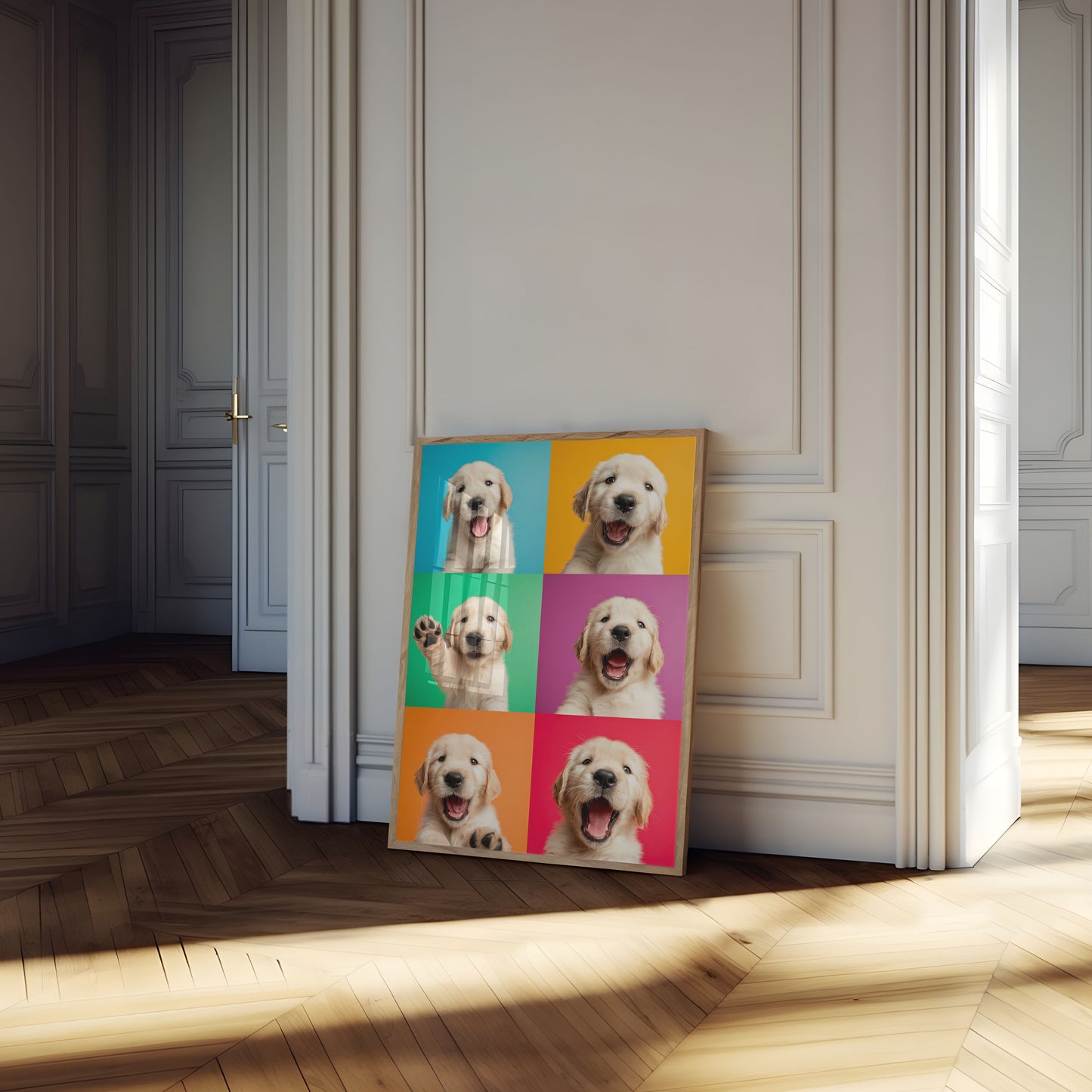 Póster de cachorros felices y coloridos