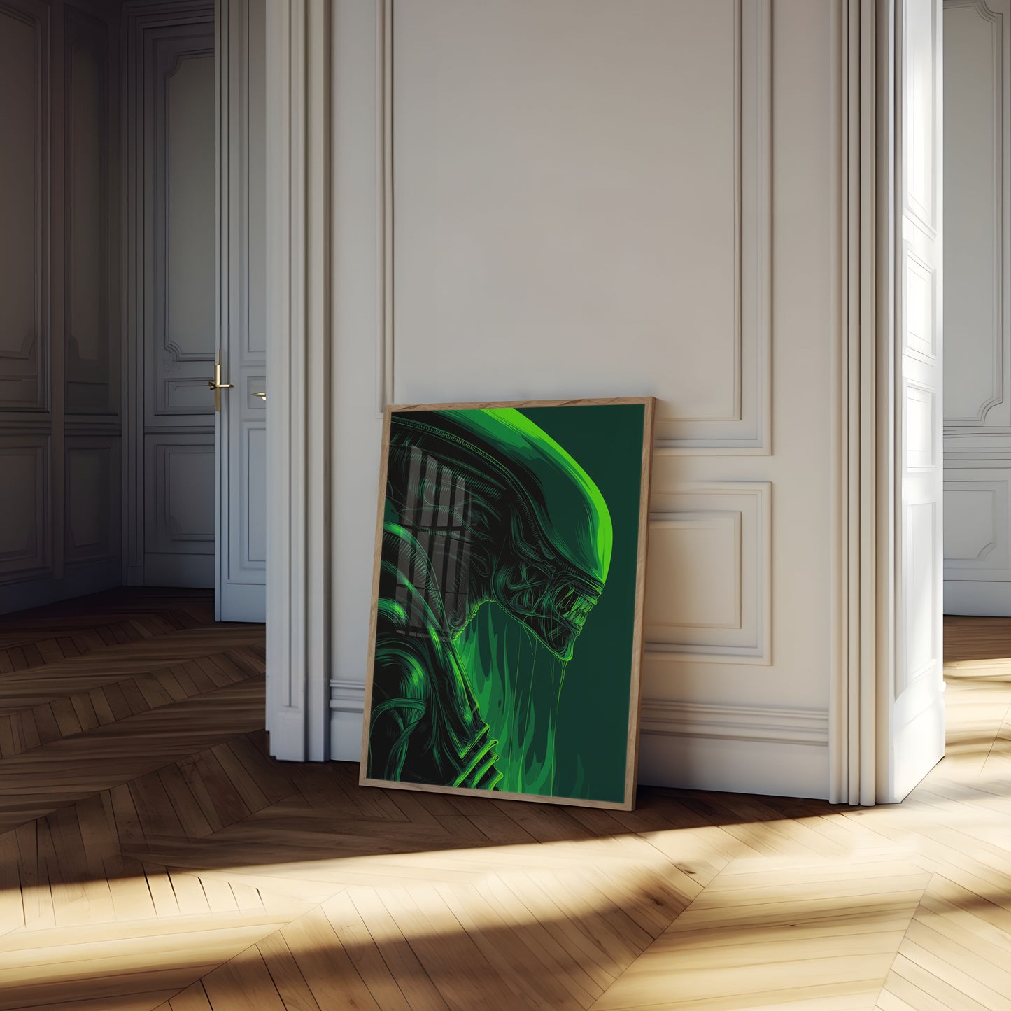 Alien Dark Green Sci-Fi Poster