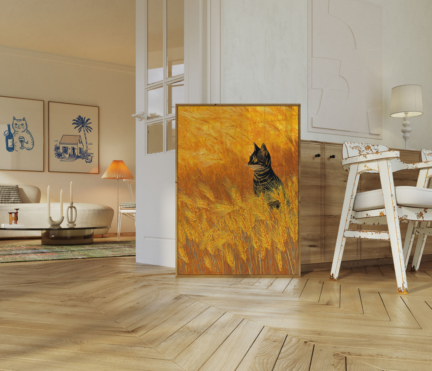Tabby Cat in Golden Wheat Poster