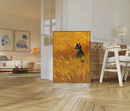 Tabby Cat in Golden Wheat Poster