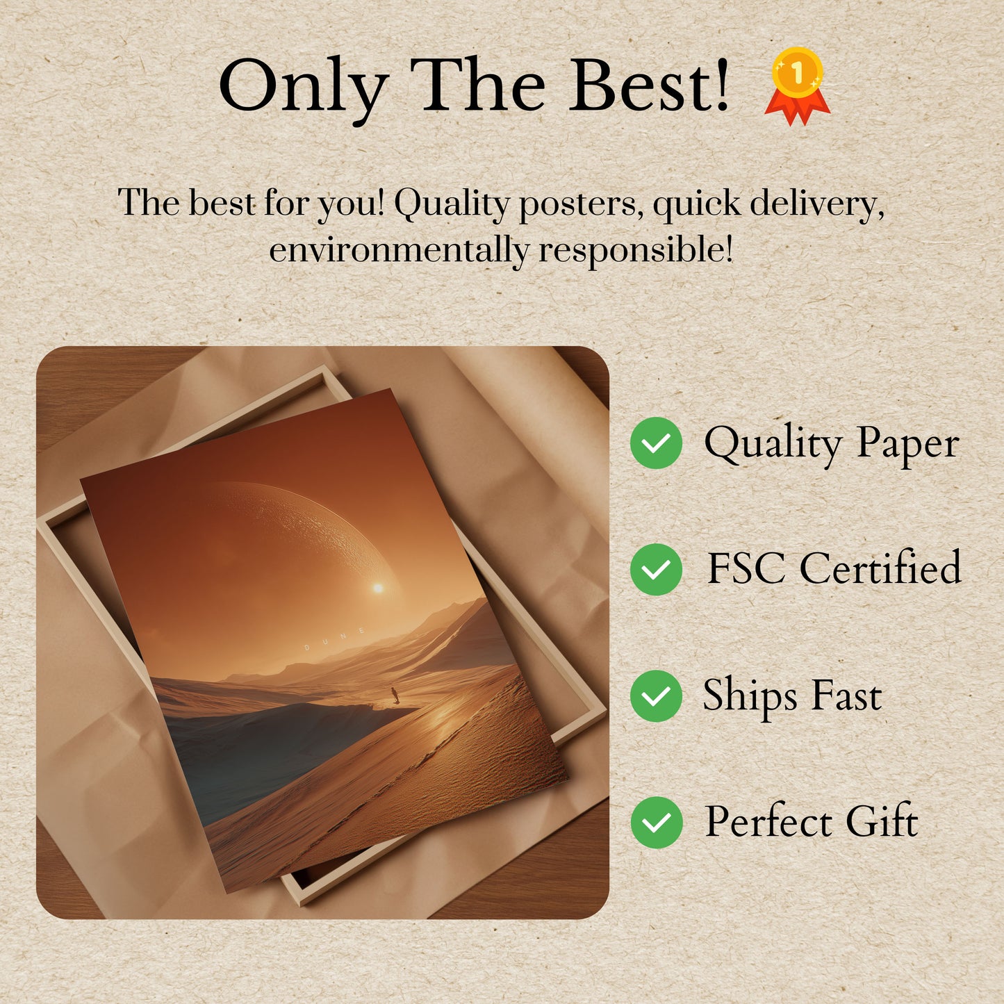 Póster de paisaje desértico de dunas épicas