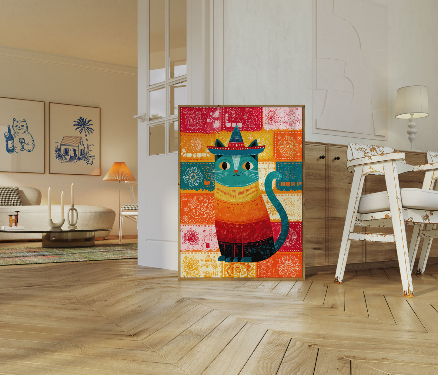 Fiesta Kat med Sombrero Plakat