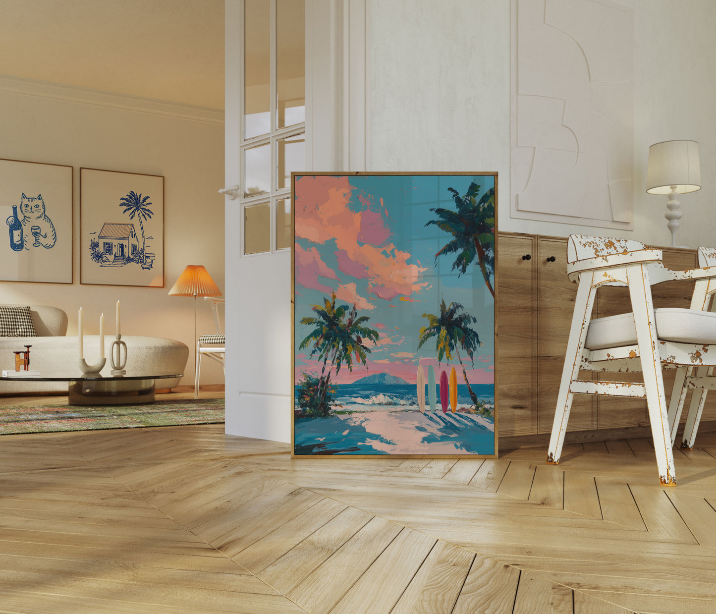 Tropical Sunset Surfing Paradise Poster