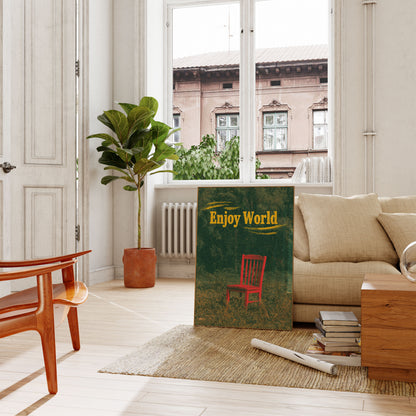 Roter Stuhl in Natur Poster