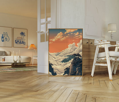 Mountain Peak Above Clouds Poster