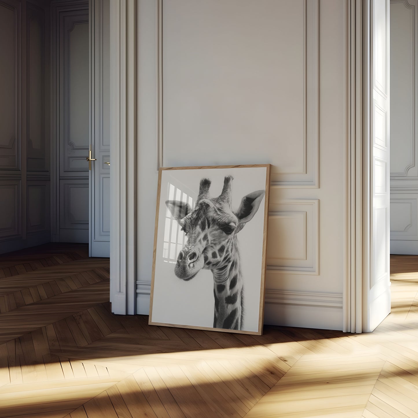 Elegant Giraffe Black and White Poster