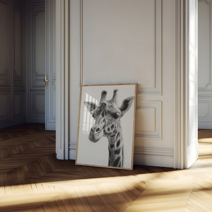 Elegant Giraffe Black and White Poster