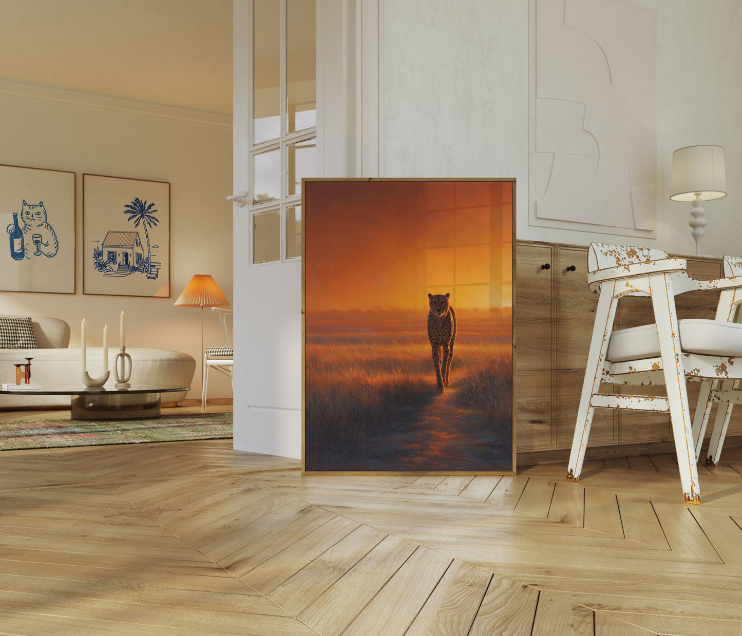 Gepard bei goldenem Sonnenuntergang Poster