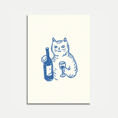 Chubby Cat Wine Night Poster