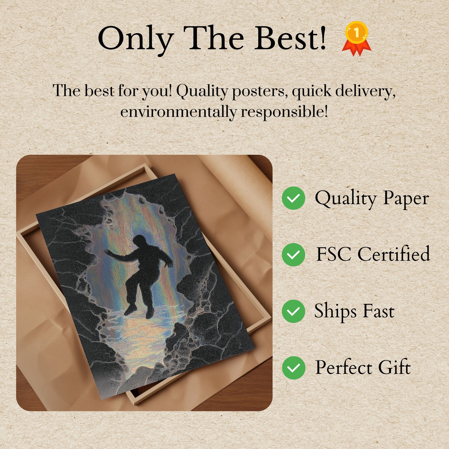 Kletterer greift nach Licht Poster