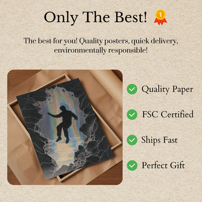 Kletterer greift nach Licht Poster