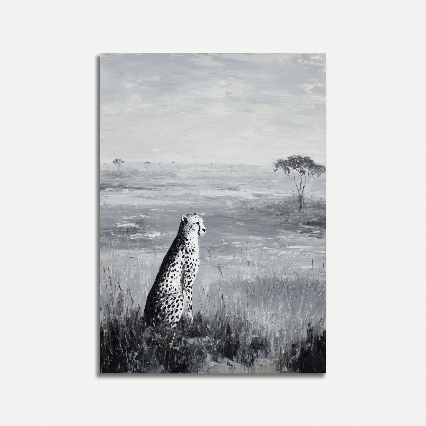 Monochrome Cheetah Wilderness Poster