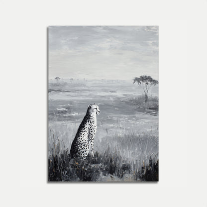 Monochrome Cheetah Wilderness Poster