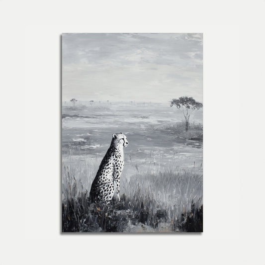 Monochrome Cheetah Wilderness Poster