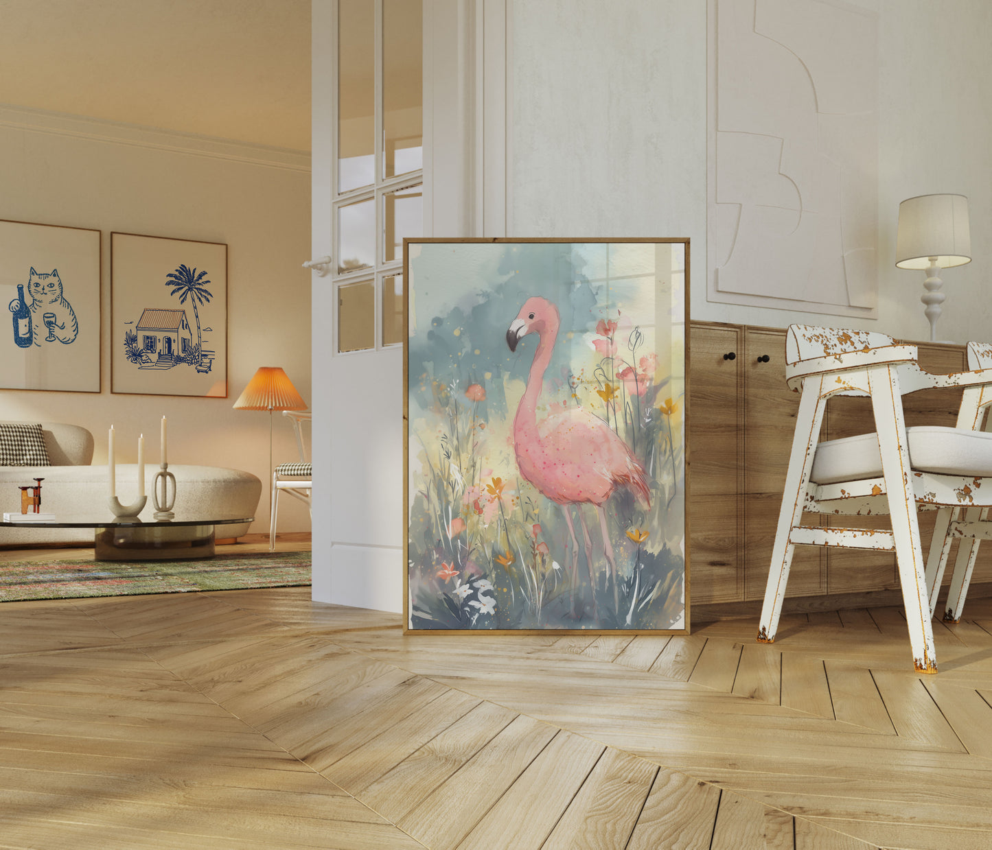 Roze Flamingo Tuinposter