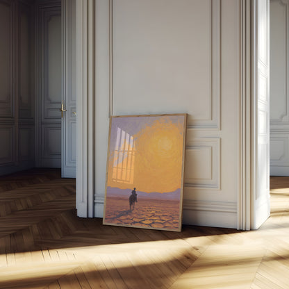 Cowboy Desert Sunset Poster