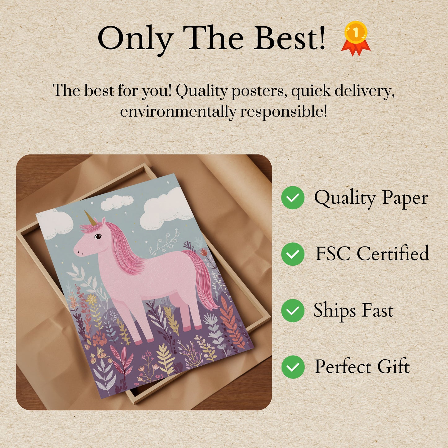 Magical Pink Unicorn Poster