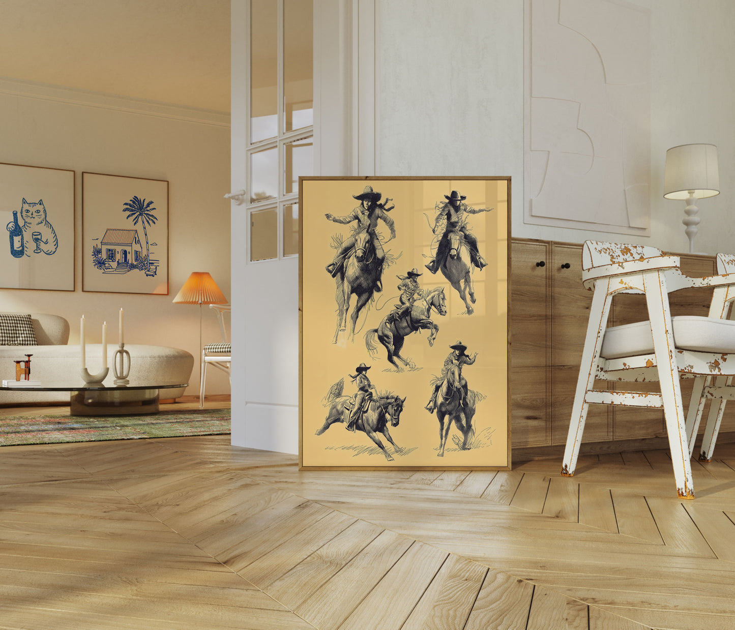 Wilder Westen Cowboy Skizzen Poster