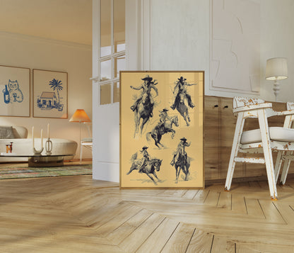 Wilder Westen Cowboy Skizzen Poster