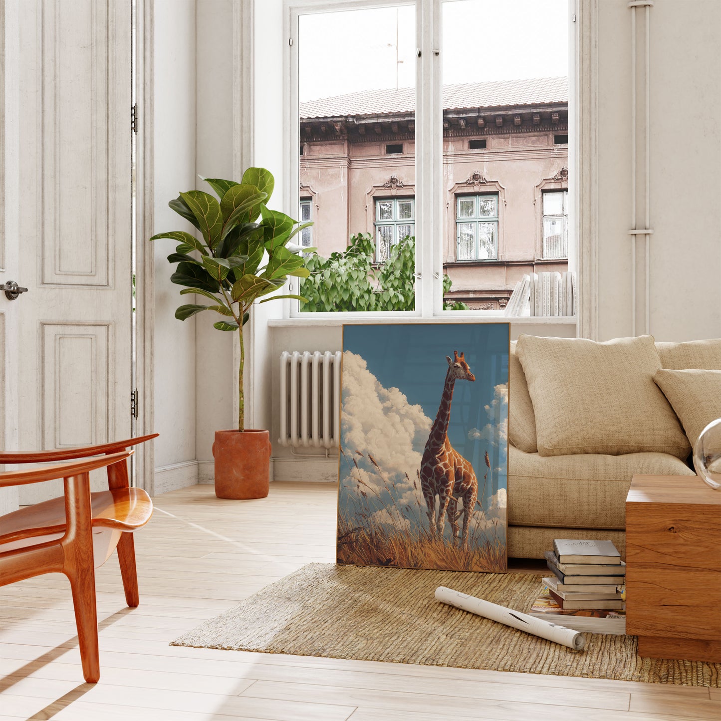 Towering Giraffe Savanna Poster