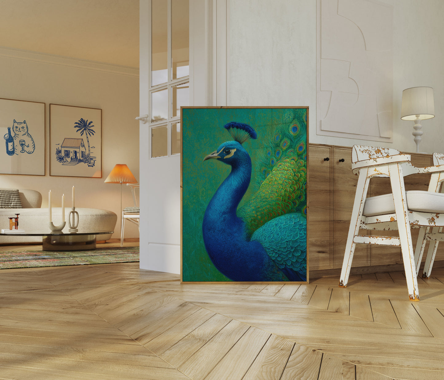 Majestic Blue Peacock Poster