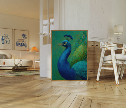Majestic Blue Peacock Poster