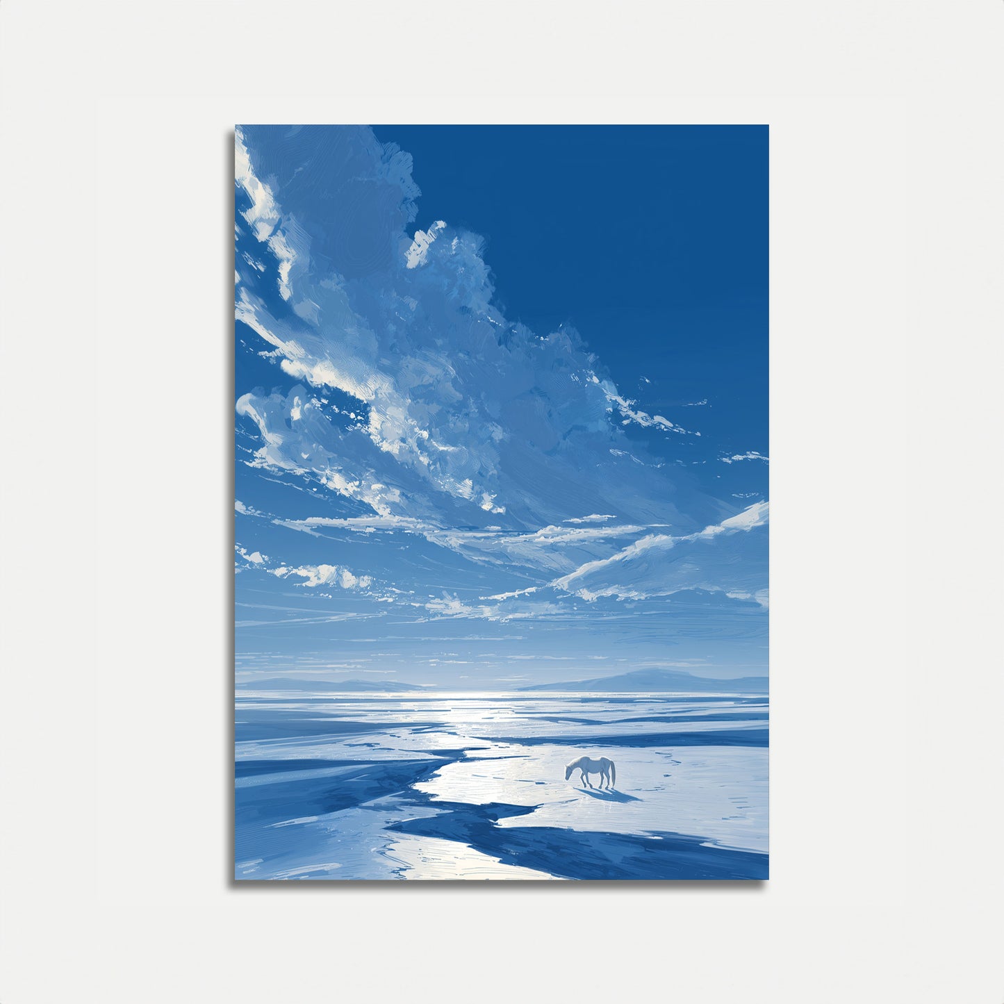 Solitary Horse Winter Landscape Poster