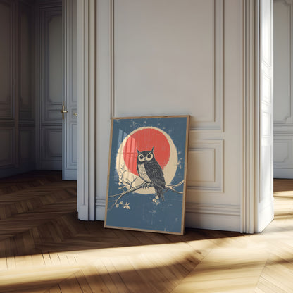 Owl Under Red Moon Poster