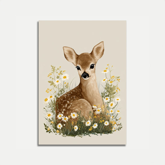 Affiche Cerf Parmi les Fleurs Sauvages