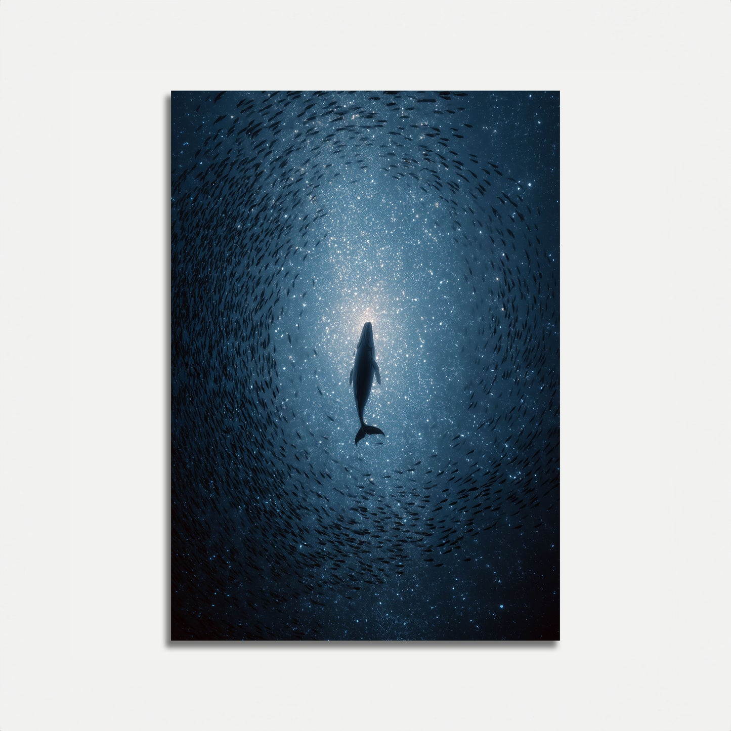 Whale in Starry Ocean Poster