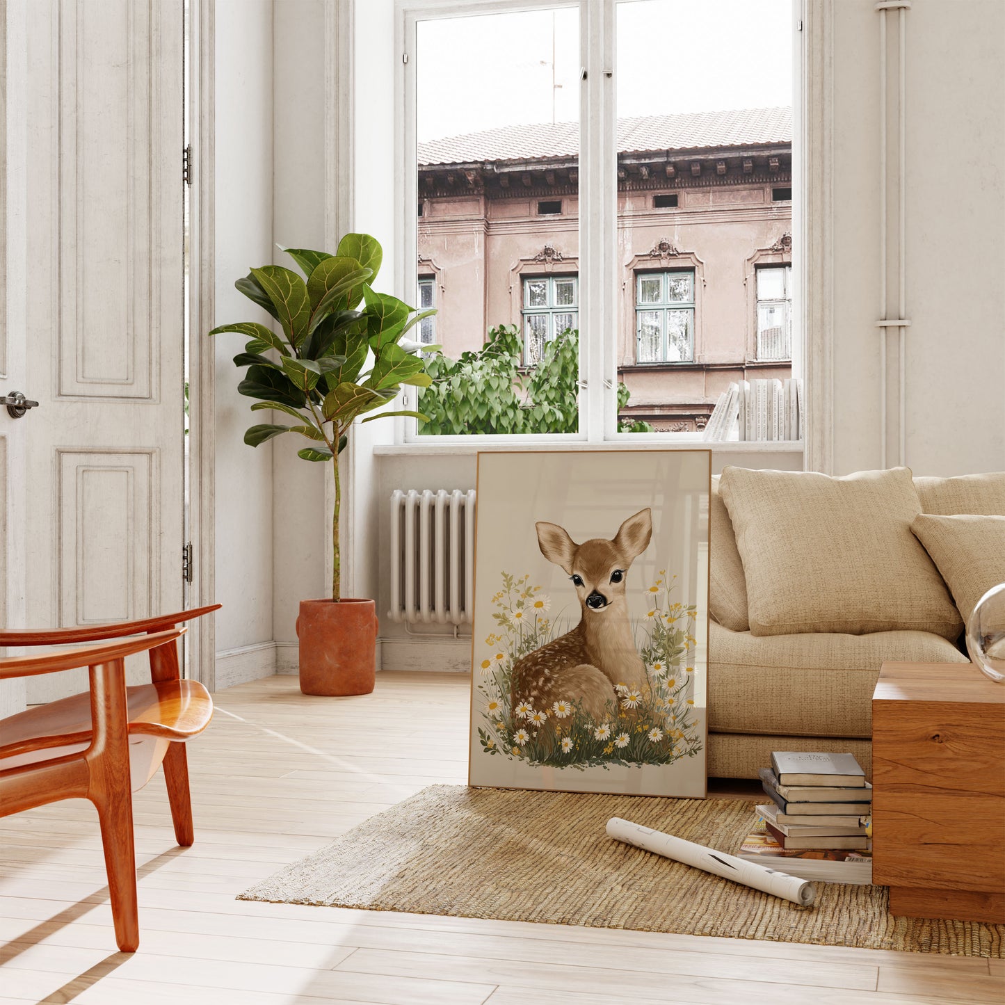 Plakat Jelenia Wśród Dzikich Kwiatów