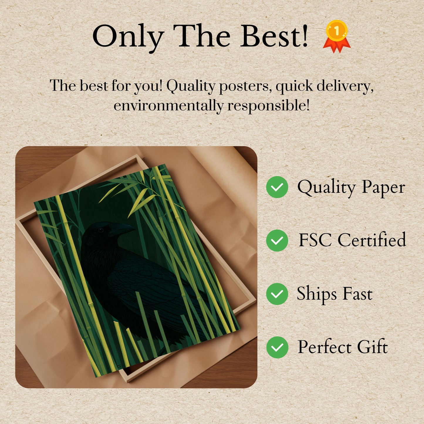 Raven in Bamboo Forest Poster