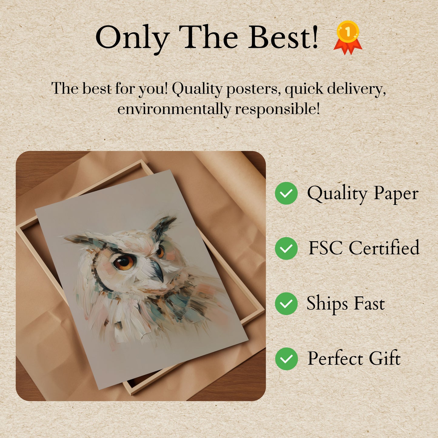 Elegant Owl Portrait Poster