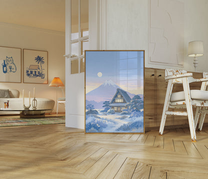 Japansk Bjerghytte Måneskin Plakat