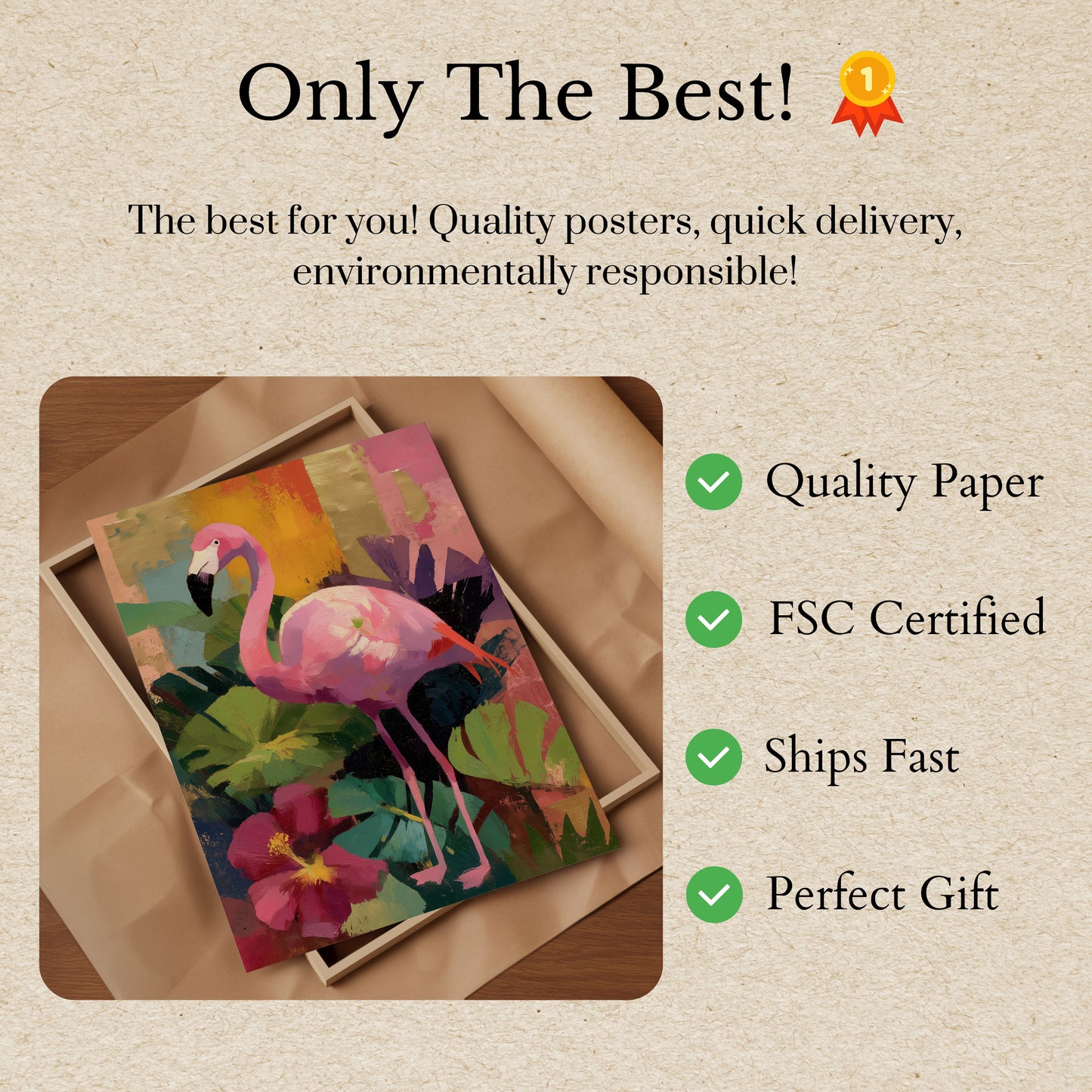 Pink Flamingo Tropical Paradise Poster