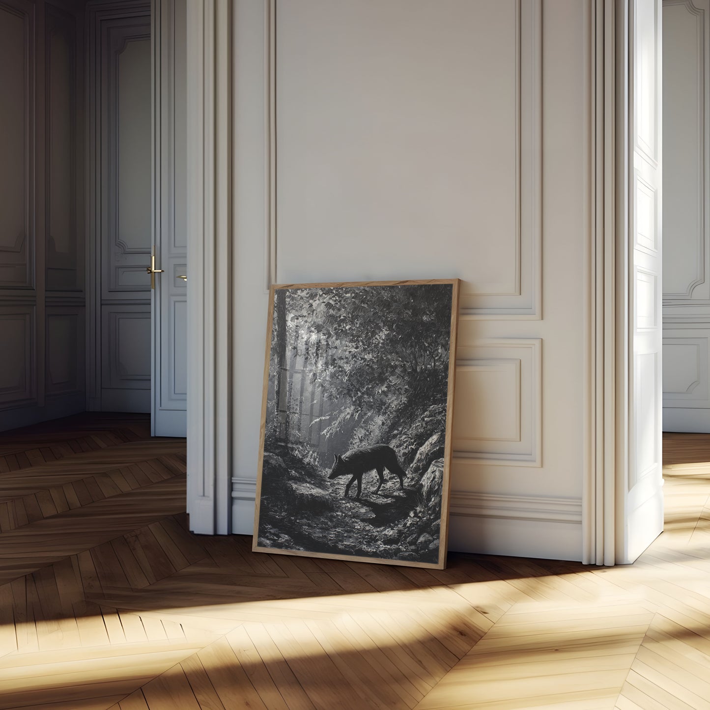 Misty Forest Wolf Poster