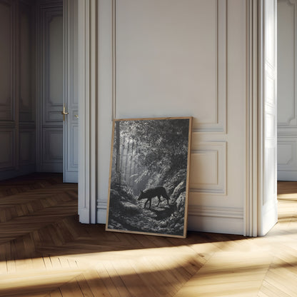 Misty Forest Wolf Poster