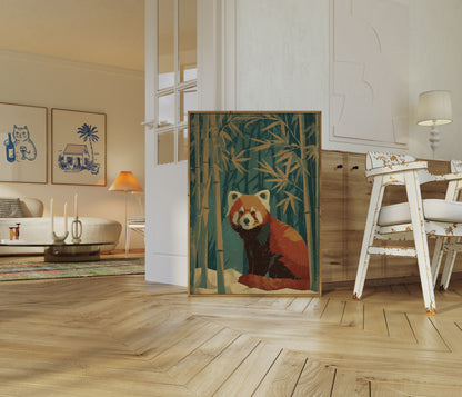 Rode Panda in Bamboe Bos Poster